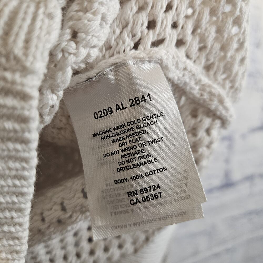 Columbia White Mesh 100% Cotton Zip Up Sweater | Large - Picture 6 of 6